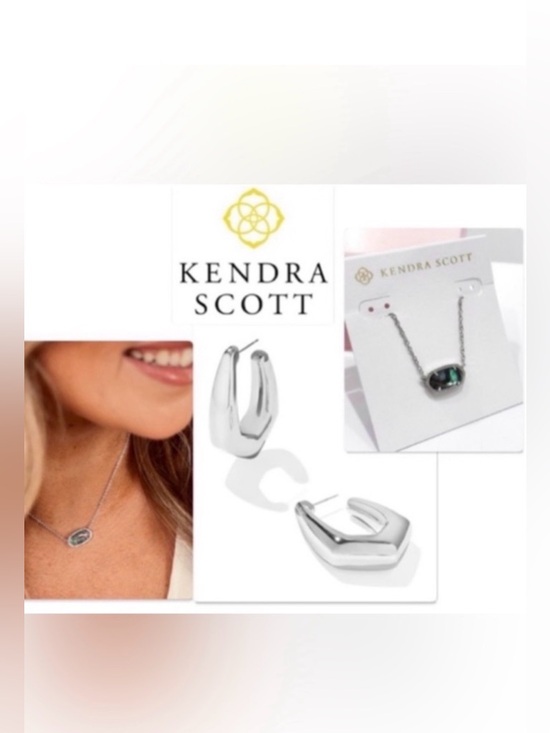 Kendra Scott Jewelry - NWT Lot of 2x [Kendra Scott] Kaia Hoop Earrings & Elisa Pendant Necklace, Silver
